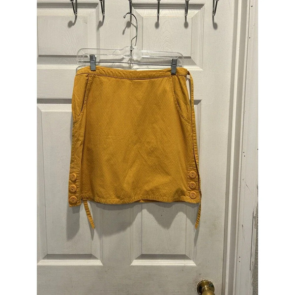 Tulle Anthropologie Yellow Mini Skirt Zip 100% Cotton Lightweight Pockets Small - Picture 1 of 9